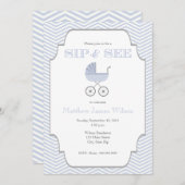 Baby Boy Chevron Sip en zie Uitnodiging (Voorkant / Achterkant)