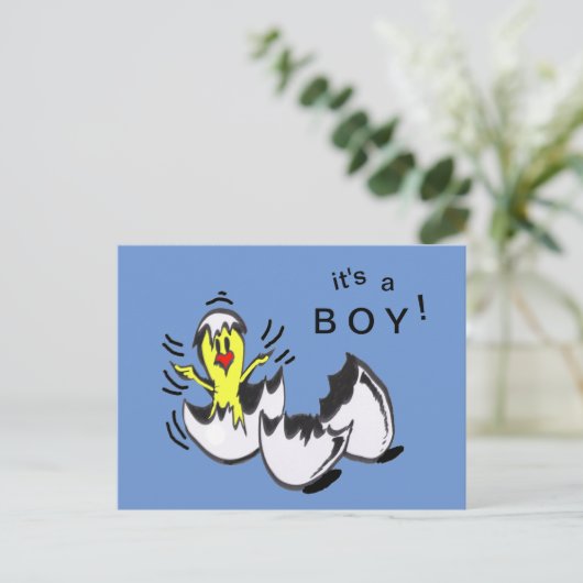 Baby BOY Chick Cartoon Briefkaart (Staand voorkant)