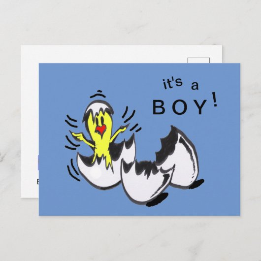 Baby BOY Chick Cartoon Briefkaart (Voorkant / Achterkant)