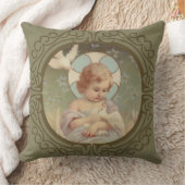 Baby Boy Child Jesus Doves Halo Decorative Border Kussen (Deken)