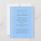 Baby boy christenen uitnodiging, blauw, witte polk kaart (Achterkant)