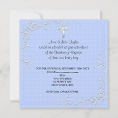 Baby Boy Christening Baptism Blue Polka Dot Aankondiging (Achterkant)