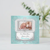 Baby Boy Christening Baptism Cross Prince Aankondiging (Staand voorkant)