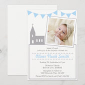 Baby Boy Christening/Baptism Uitnodiging (Voorkant / Achterkant)