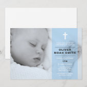 Baby Boy Christening/Baptism Uitnodiging (Voorkant / Achterkant)