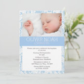 Baby Boy Christening/Baptism Uitnodiging (Staand voorkant)