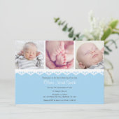 Baby Boy Christening/Baptism Uitnodiging (Staand voorkant)