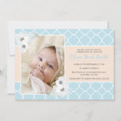 Baby Boy Christening/Baptism Uitnodiging (Voorkant)