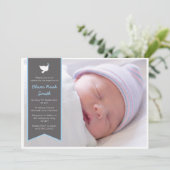 Baby Boy Christening/Baptism Uitnodiging (Staand voorkant)