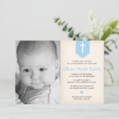 Baby Boy Christening/Baptism Uitnodiging (Staand voorkant)