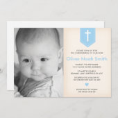 Baby Boy Christening/Baptism Uitnodiging (Voorkant / Achterkant)