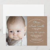 Baby Boy Christening/Baptism Uitnodiging (Voorkant / Achterkant)