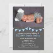 Baby Boy Christening/Baptism Uitnodiging (Voorkant)