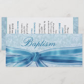 Baby Boy Christening Blue Damask Metallic Kaart (Voorkant / Achterkant)