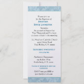 Baby Boy Christening Blue Damask Metallic Kaart (Achterkant)
