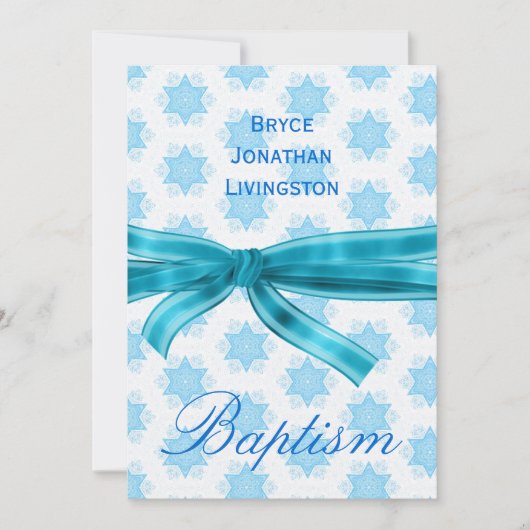Baby Boy Christening Blue Stars B561 Kaart (Voorkant)