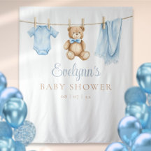 Baby Boy Clothesline Baby shower Foto Achtergrond