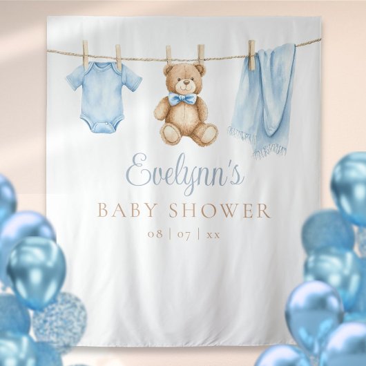 Baby Boy Clothesline Baby shower Foto Achtergrond Wandkleed