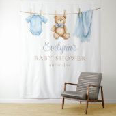 Baby Boy Clothesline Baby shower Foto Achtergrond Wandkleed (In situ)