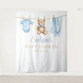 Baby Boy Clothesline Baby shower Foto Achtergrond Wandkleed (Voorkant)