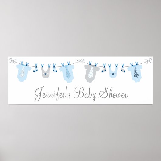 Baby Boy Clothesline Baby shower Welkom Poster (Voorkant)