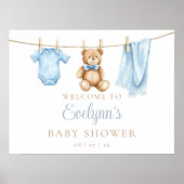 Baby Boy Clothesline Baby shower Welkomstbord Poster (Voorkant)