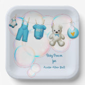 Baby Boy Clothesline in Blue Papieren Bordje (Voorkant)