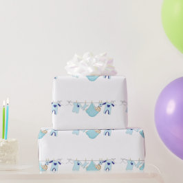 Baby Boy Clothesline Wrapping Paper Cadeaupapier