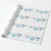 Baby Boy Clothesline Wrapping Paper Cadeaupapier (Uitgerold)