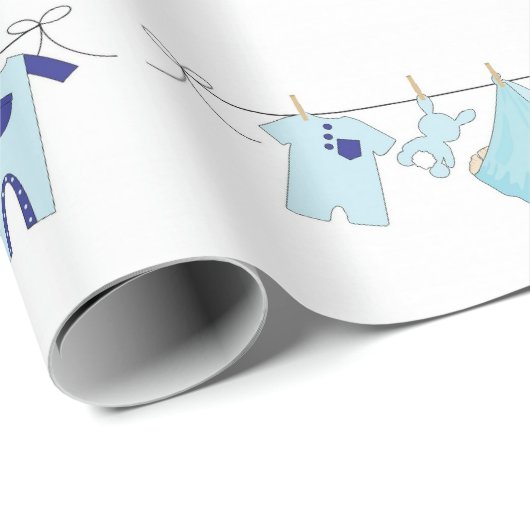 Baby Boy Clothesline Wrapping Paper Cadeaupapier (Rol Hoek)