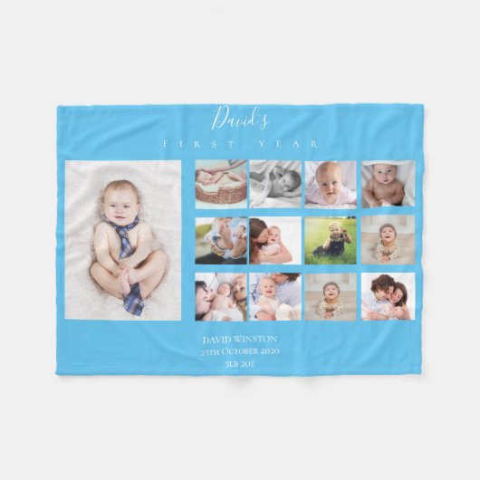 Baby Boy Collage Keepomwille First Year Fleece Deken (Voorkant (Horizontaal))