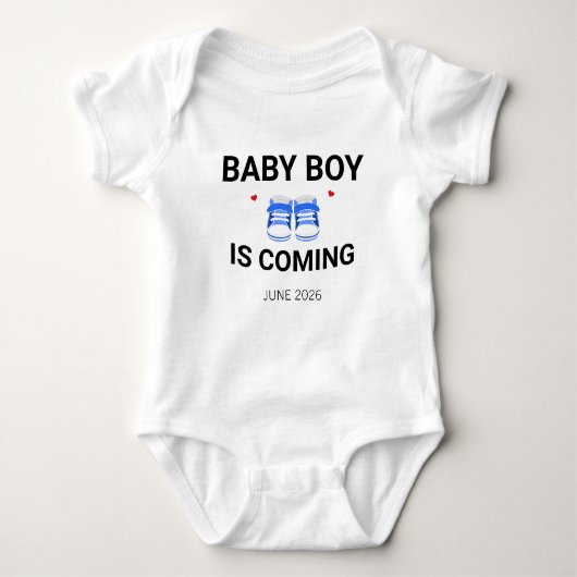 Baby Boy Coming Soon Custom Pregnancy Announcement Romper (Voorkant)