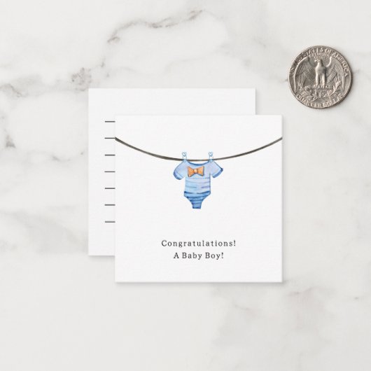 Baby Boy Congratulations Newborn Birth Card Notitiekaartje (Voorkant / Achterkant in situ)