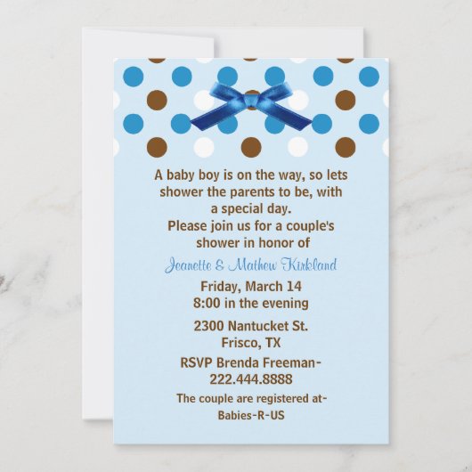 Baby Boy Couple's Baby shower Uitnodiging (Voorkant)