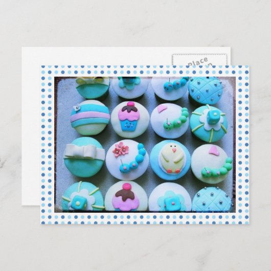 Baby Boy Cupcakes Briefkaart (Voorkant / Achterkant)
