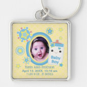 Baby Boy Custom Birth Announding Sleutelhanger (Voorkant)