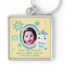 Baby Boy Custom Birth Announding Sleutelhanger