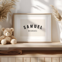 Baby Boy Custom Naam Print Minimalistische Neutral