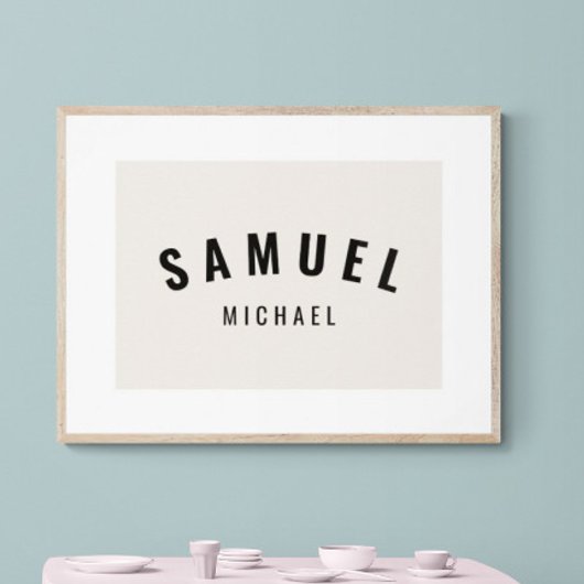 Baby Boy Custom Naam Print Minimalistische Neutral
