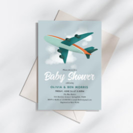 Baby Boy Cute Blue Airplane Travel Baby shower Kaart