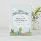 Baby Boy Cute Blue Camping Forest Beer Baby shower Kaart (Staand voorkant)