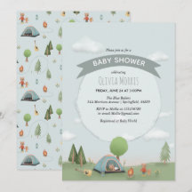 Baby Boy Cute Blue Camping Forest Beer Baby shower
