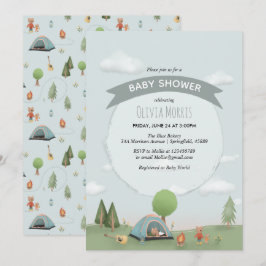Baby Boy Cute Blue Camping Forest Beer Baby shower Kaart