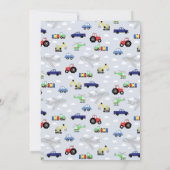 Baby Boy Cute Blue Car Train Transport Baby shower Kaart (Achterkant)