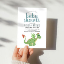 Baby Boy Cute en Modern Green Dragon Baby shower