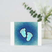 Baby Boy Cute Footprints Baby's wieg Pasgeboren Bl Briefkaart (Staand voorkant)