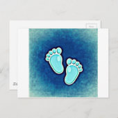Baby Boy Cute Footprints Baby's wieg Pasgeboren Bl Briefkaart (Voorkant / Achterkant)