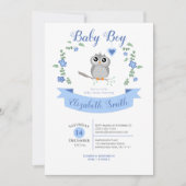 Baby Boy Cute owl babyshower Kaart (Voorkant)