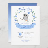 Baby Boy Cute owl babyshower Kaart (Voorkant / Achterkant)