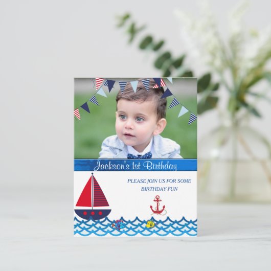 Baby Boy, Dag, Nochtans, Aangepaste Uitnodiging (Staand voorkant)